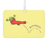 赤いソックジャンプ漫画の可愛いカエル カーエアーフレッシュナー (裏面)