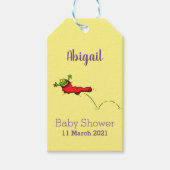 赤いソックジャンプ漫画の可愛いカエル ギフトタグ (正面)