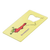 赤いソックジャンプ漫画の可愛いカエル クレジットカード栓抜き (正面アングル)