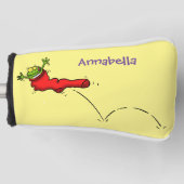 赤いソックジャンプ漫画の可愛いカエル ゴルフヘッドカバー (正面)