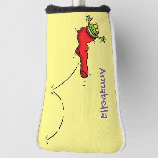 赤いソックジャンプ漫画の可愛いカエル ゴルフヘッドカバー (回転90)