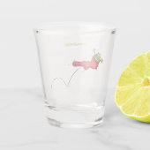 赤いソックジャンプ漫画の可愛いカエル ショットグラス (裏面)