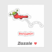 赤いソックジャンプ漫画の可愛いカエル シール (シート)