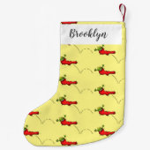 赤いソックジャンプ漫画の可愛いカエル スモールクリスマスストッキング (裏面)