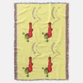 赤いソックジャンプ漫画の可愛いカエル スローブランケット (正面縦)