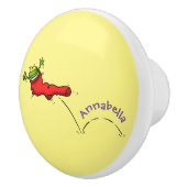 赤いソックジャンプ漫画の可愛いカエル セラミックノブ (右)