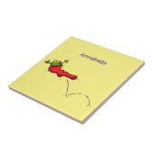 赤いソックジャンプ漫画の可愛いカエル タイル (側面)