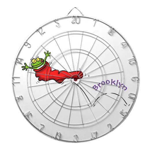 赤いソックジャンプ漫画の可愛いカエル ダーツボード (正面)