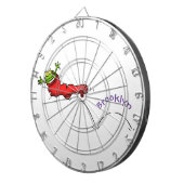 赤いソックジャンプ漫画の可愛いカエル ダーツボード (正面右)