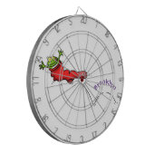 赤いソックジャンプ漫画の可愛いカエル ダーツボード (正面左)