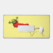 赤いソックジャンプ漫画の可愛いカエル デスクマット (キーボード&マウス)