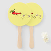 赤いソックジャンプ漫画の可愛いカエル ハンドファン (正面&裏面)