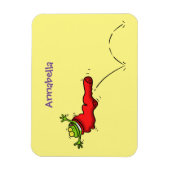 赤いソックジャンプ漫画の可愛いカエル マグネット (縦)