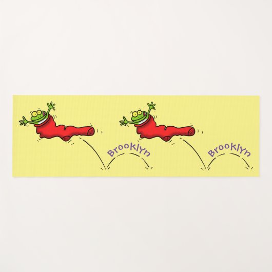 赤いソックジャンプ漫画の可愛いカエル ヨガマット (正面(横))