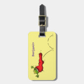 赤いソックジャンプ漫画の可愛いカエル ラゲッジタグ (正面縦)