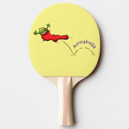 赤いソックジャンプ漫画の可愛いカエル 卓球ラケット (裏面)