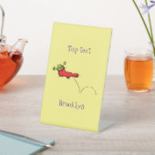 赤いソックジャンプ漫画の可愛いカエル 台座サイン (インサイチュ)