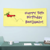 赤いソックジャンプ漫画の可愛いカエル 横断幕 (トレードショー)