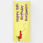 赤いソックジャンプ漫画の可愛いカエル 横断幕 (縦)