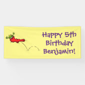 赤いソックジャンプ漫画の可愛いカエル 横断幕 (横)