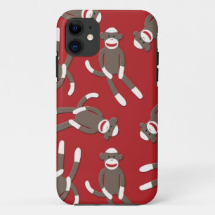 赤いソックス猿のプリント iPhone 11 ケース