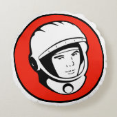 赤いソビエト宇宙飛行士の円形の枕 ラウンドクッション (正面)