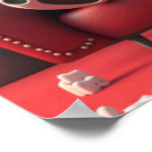 赤いソファでポップコーンを食べる牛のアート ポスター (角)