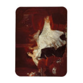 赤いソファに座っている女性 マグネット (縦)