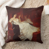 赤いソファーの女性 クッション (ブランケット)