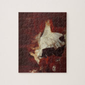 赤いソファーの女性 ジグソーパズル (縦)