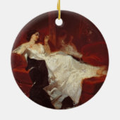 赤いソファーの女性 セラミックオーナメント (裏面)
