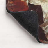 赤いソファーの女性 マウスパッド (コーナー)