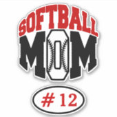 赤いソフトボールMomコンター シール (正面)