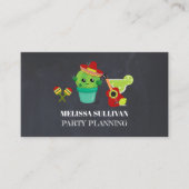 赤いソンブレロの可愛い大きな目のサボテンパーティープランナー 名刺 (正面)