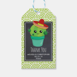 赤いソンブレロの目に微笑む、かわいい大きなサボテン ギフトタグ