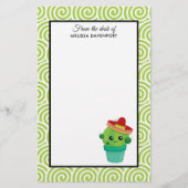 赤いソンブレロの目に微笑む、かわいい大きなサボテン 便箋 (正面)