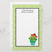 赤いソンブレロの目に微笑む、かわいい大きなサボテン 便箋 (正面/裏面)