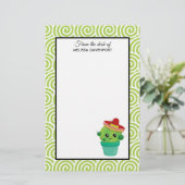 赤いソンブレロの目に微笑む、かわいい大きなサボテン 便箋 (スタンド正面)