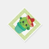 赤いソンブレロの目のかわいいサボテン スタンダードカクテルナプキン (角)