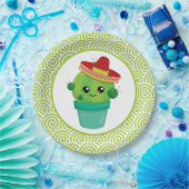 赤いソンブレロの目のかわいいサボテン ペーパープレート (パーティー)