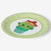 赤いソンブレロの目のかわいいサボテン ペーパープレート (アングル)