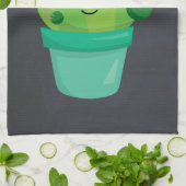 赤いソンブレロを着たハッピーラウンドサボテン キッチンタオル (折り畳み)