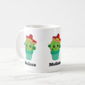 赤いソンブレロを着たハッピーラウンドサボテン コーヒーマグカップ (正面左)