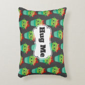 赤いソンブレロ模様のハグMEグリーンサボテン アクセントクッション (正面(垂直))