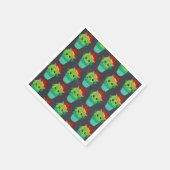 赤いソンブレロ模様のハッピーグリーンサボテン スタンダードカクテルナプキン (角)