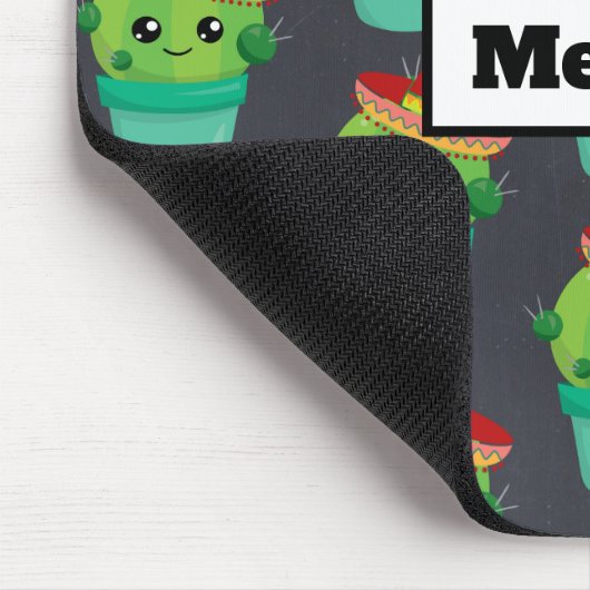 赤いソンブレロ模様のハッピーグリーンサボテン マウスパッド (コーナー)