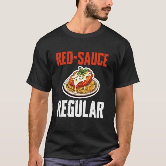 赤いソースのチキンパルミジャーナ大好き Tシャツ (正面)