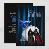 赤いソールのハイヒールが似合う、女の子のマーティニパーティー 招待状 (正面/裏面)