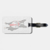 赤いタイおよび口ひげ2が付いているボストンテリア ラゲッジタグ (裏面横)