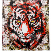 赤いタイガーヘッド – タイガーシャワーカーテン シャワーカーテン (正面)